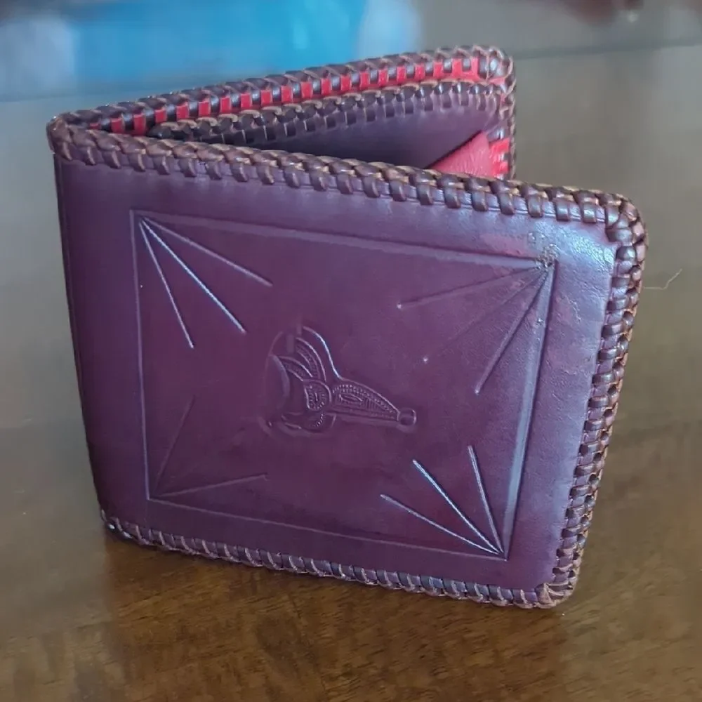 Classic Brown Leather Wallet with Embossed Design